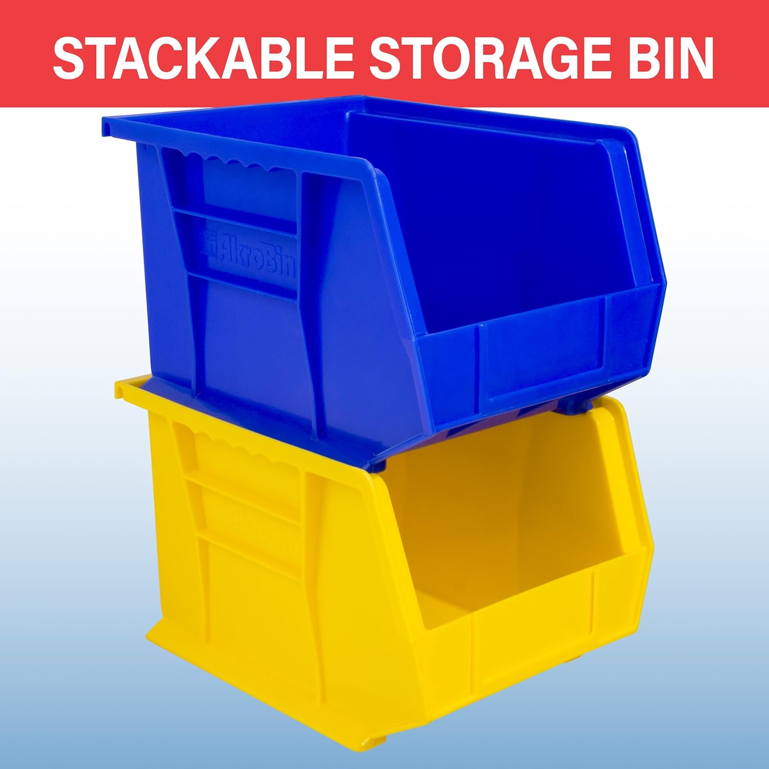 30239 AkroBins Plastic Storage Bins, 11"x8"x7", Red, 6-Pack | Space-Saving Stackable Bins for Garage, Pantry, Craft