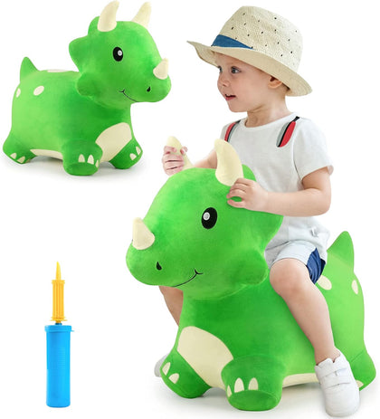 Bouncy Pals Dinosaur Hopper Toy 2 Year Old Boy, Toddler Plush Bounce Animals, Ride on Bouncing Triceratops for Kids