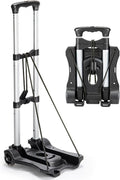 Small Folding Hand Truck Dolly with 2 Wheels, Foldable Luggage Cart, Lightweight Aluminum Collapsible Trolly Portable