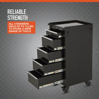 5-Drawer Rolling Cabinet, 17in., 75-Lb. Capacity, Steel