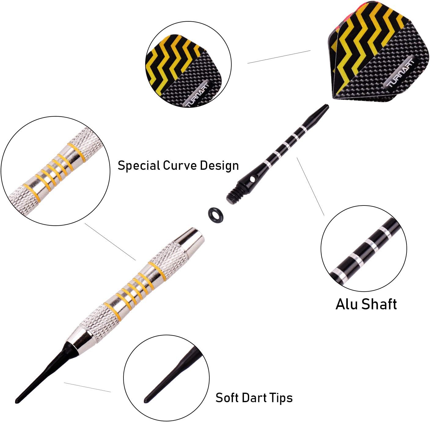 Darts Plastic Tip 9 Pcs 18 Grams Professional Soft Tip | Darts Set for Electronic Dartboard with 50 Extra Tips 9