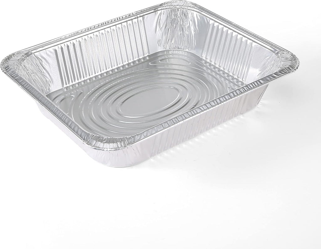 Disposable Half Size Aluminum Steam Pans, Deep Heavy Duty Foil Pans for Steaming, Baking, Roasting, Meal Prep