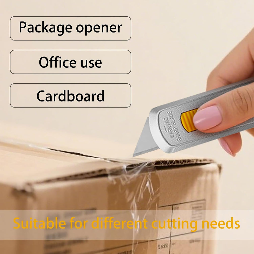 Mini Safety Utility Knife Compact Auto Retractable Box Cutter with Safety Lock, Extra 10 PCS Utility Blades Included