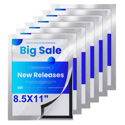 6-Pack Magnetic Sign Holder, 8.5×11 Sliver Magnetic Paper Holder