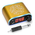Tattoo Power Supply with Wireless Tattoo Pedal Colorful Light Power Cable for Tattoo Machine Pen Liner and Shader (Gold)