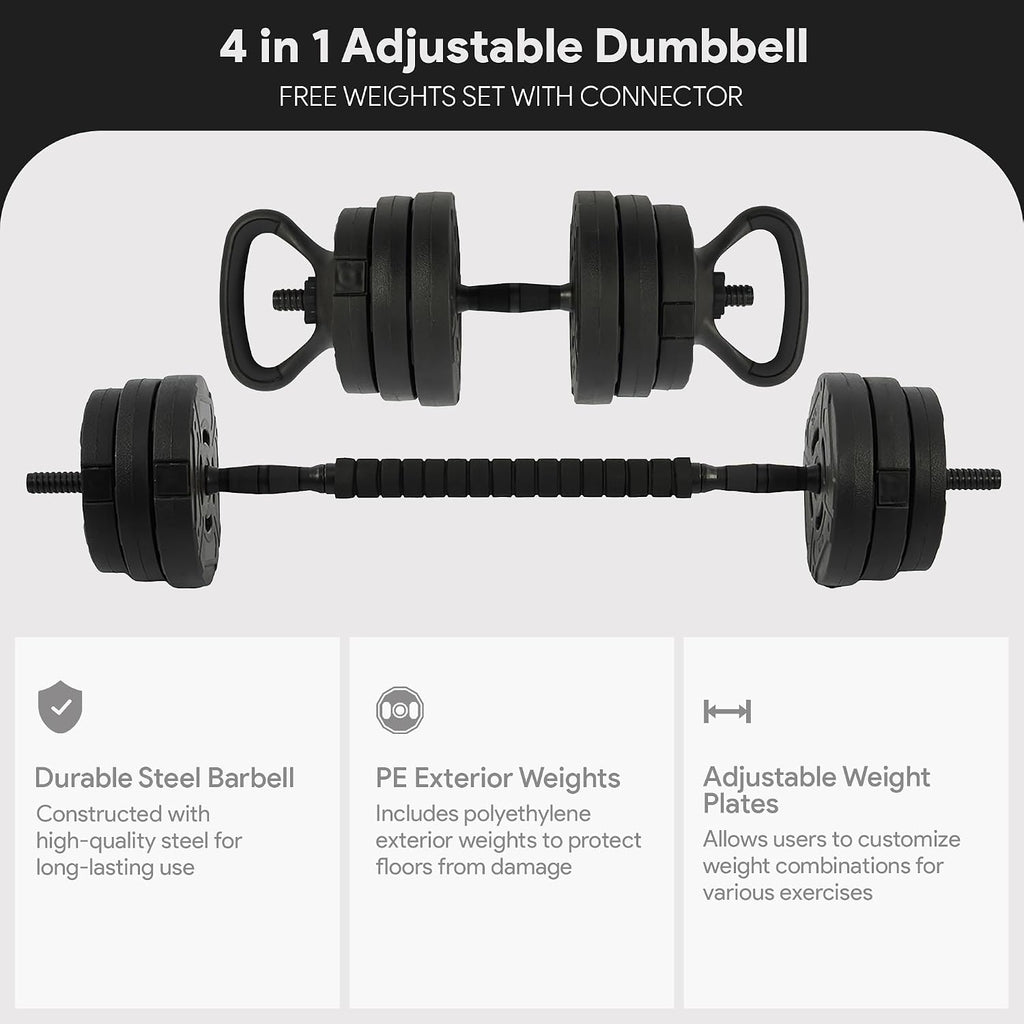 Adjustable Dumbbells, 60lbs Free Weight Set with Connector, Multiple Function Dumbbells Set Barbell, Kettlebells