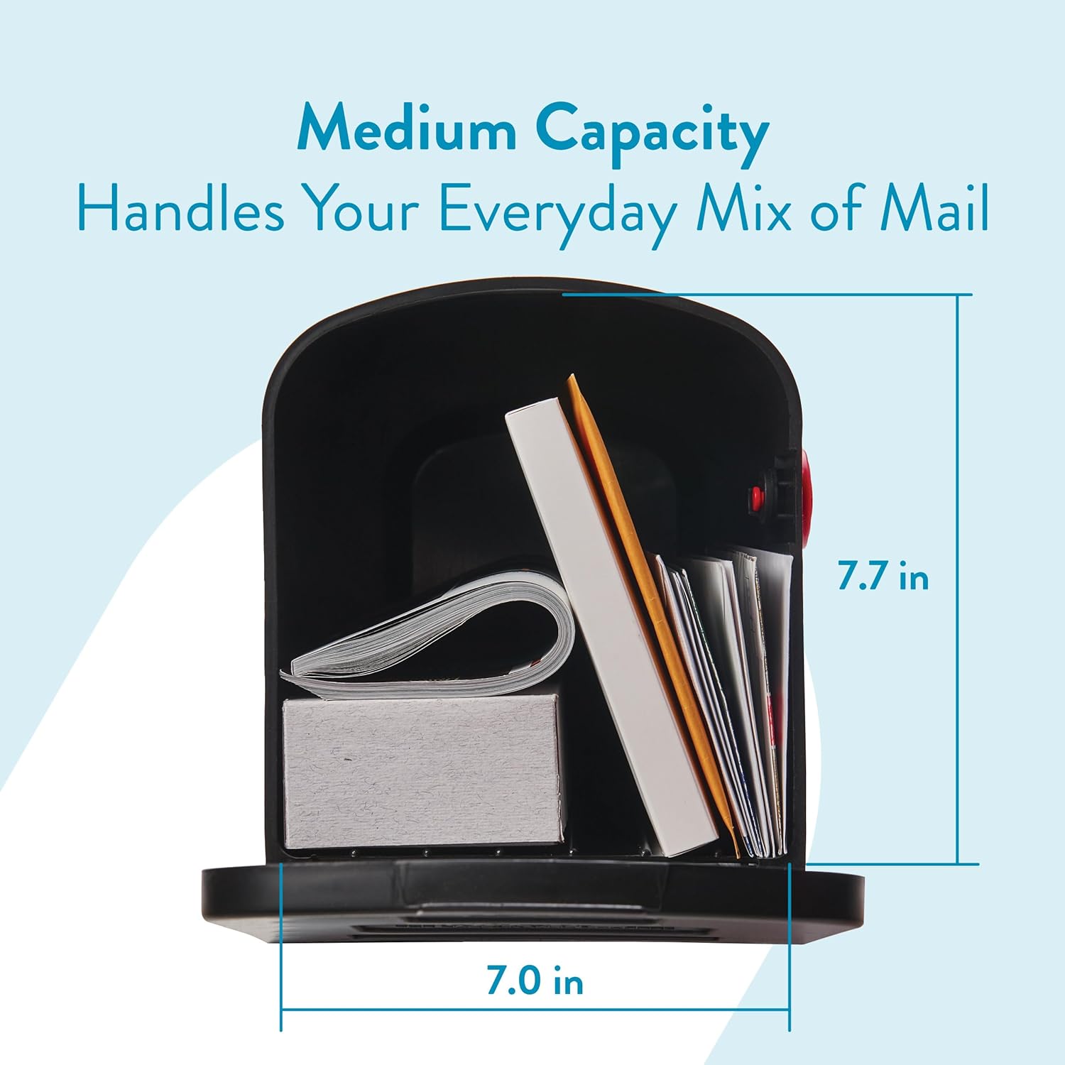 Parsons Post Mount Mailbox, Black, Medium | Durable plastic build with weather-resistant outdoor construction. USPS