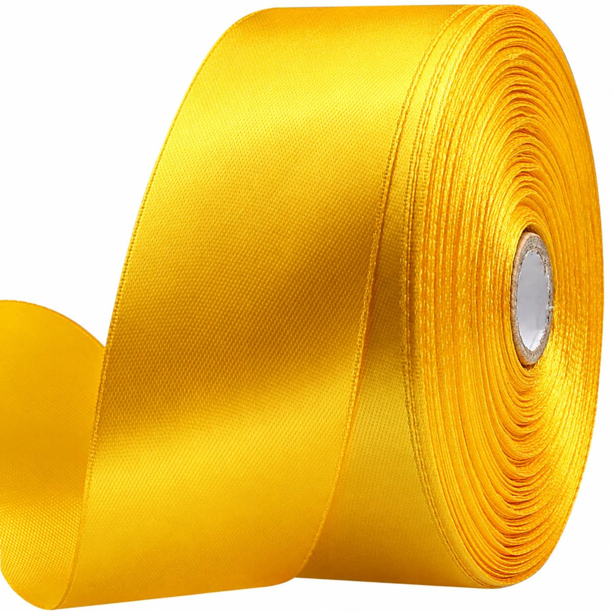1-1/2 Inch Yellow Satin Ribbon 50 Yards Single Face Polyester