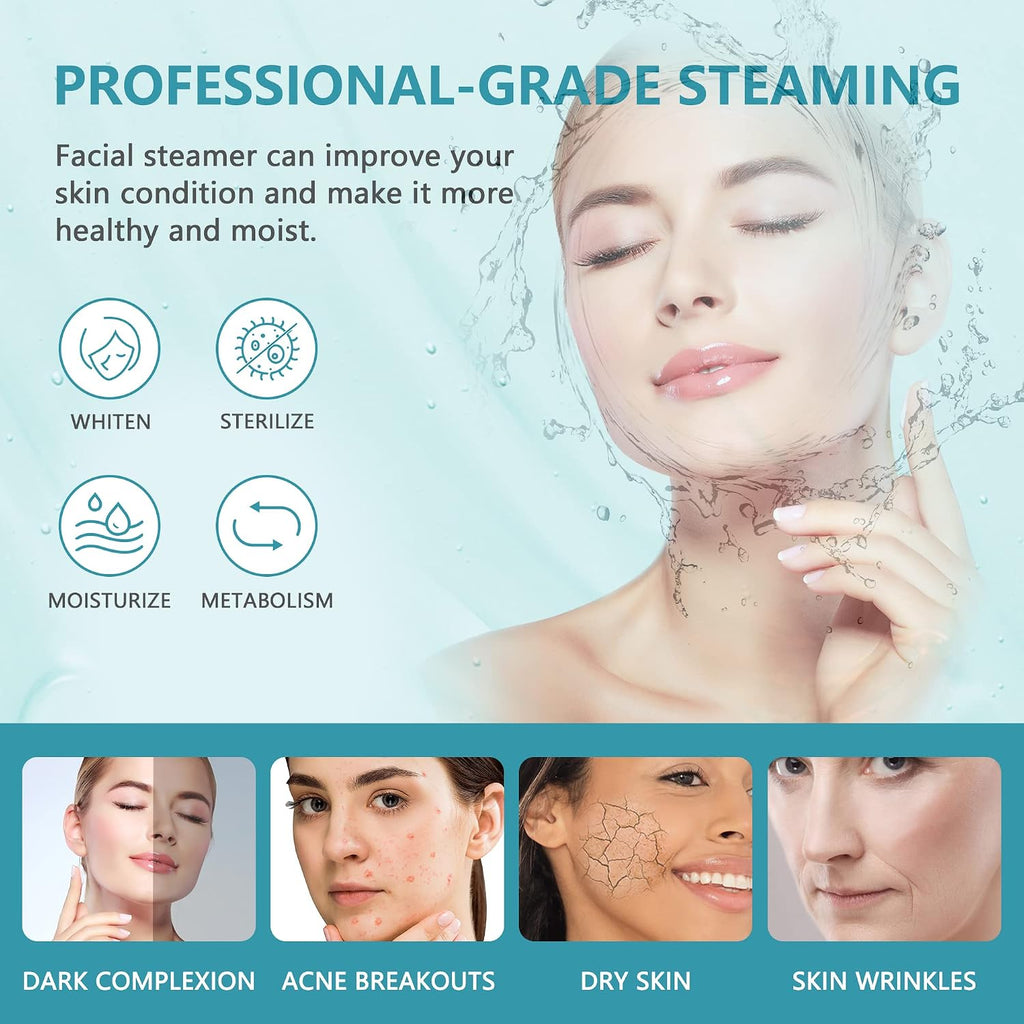Professional 2 in 1 Facial Steamer for Face Deep Cleaning Ozone Face Steamer with 5X Magnifying Lamp Hot Mist