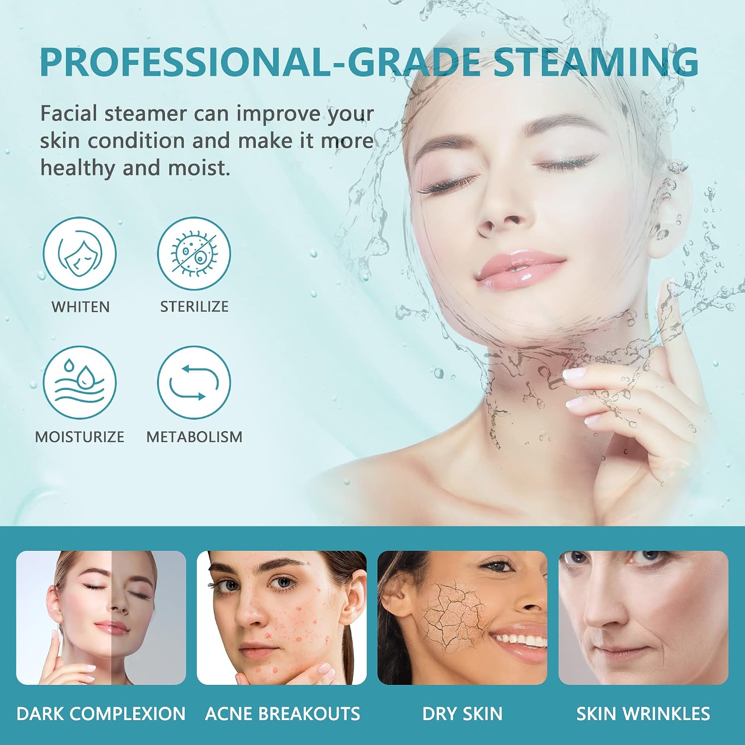 Professional 2 in 1 Facial Steamer for Face Deep Cleaning Ozone Face Steamer with 5X Magnifying Lamp Hot Mist