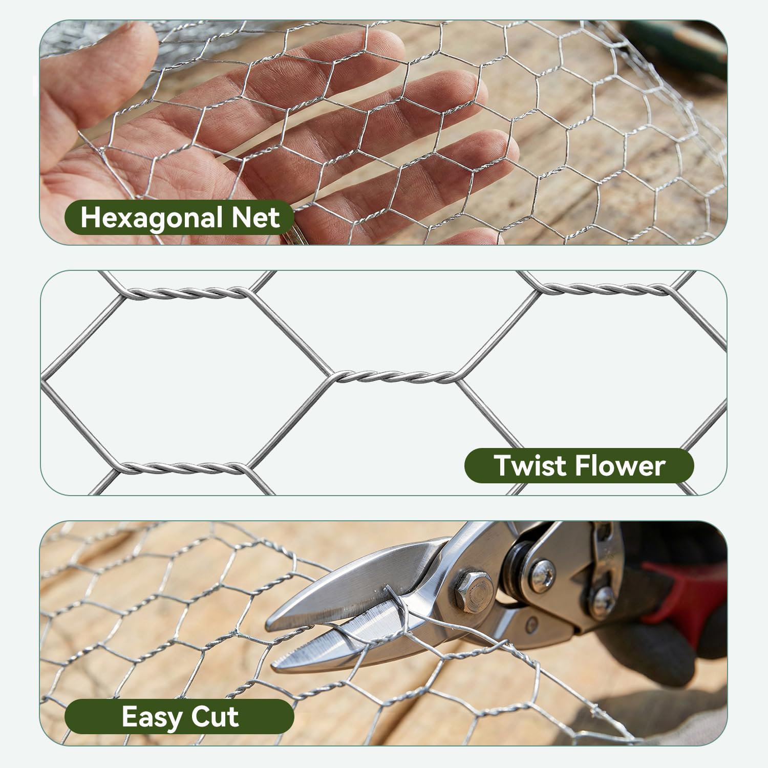 Amagabeli Chicken Wire Fencing 16in x 50ft Garden Netting Poultry Wire Hexagonal Galvanized Mesh Roll Fence Barrier