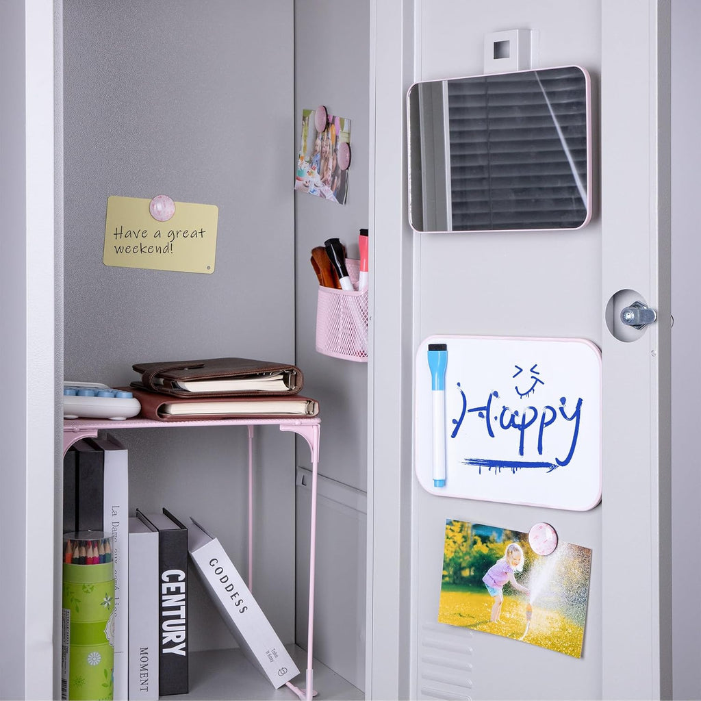 11-Piece Locker Accessories Kit, Magnetic Locker Organizer, Pink | Locker Decorations for Girls, Folding Locker