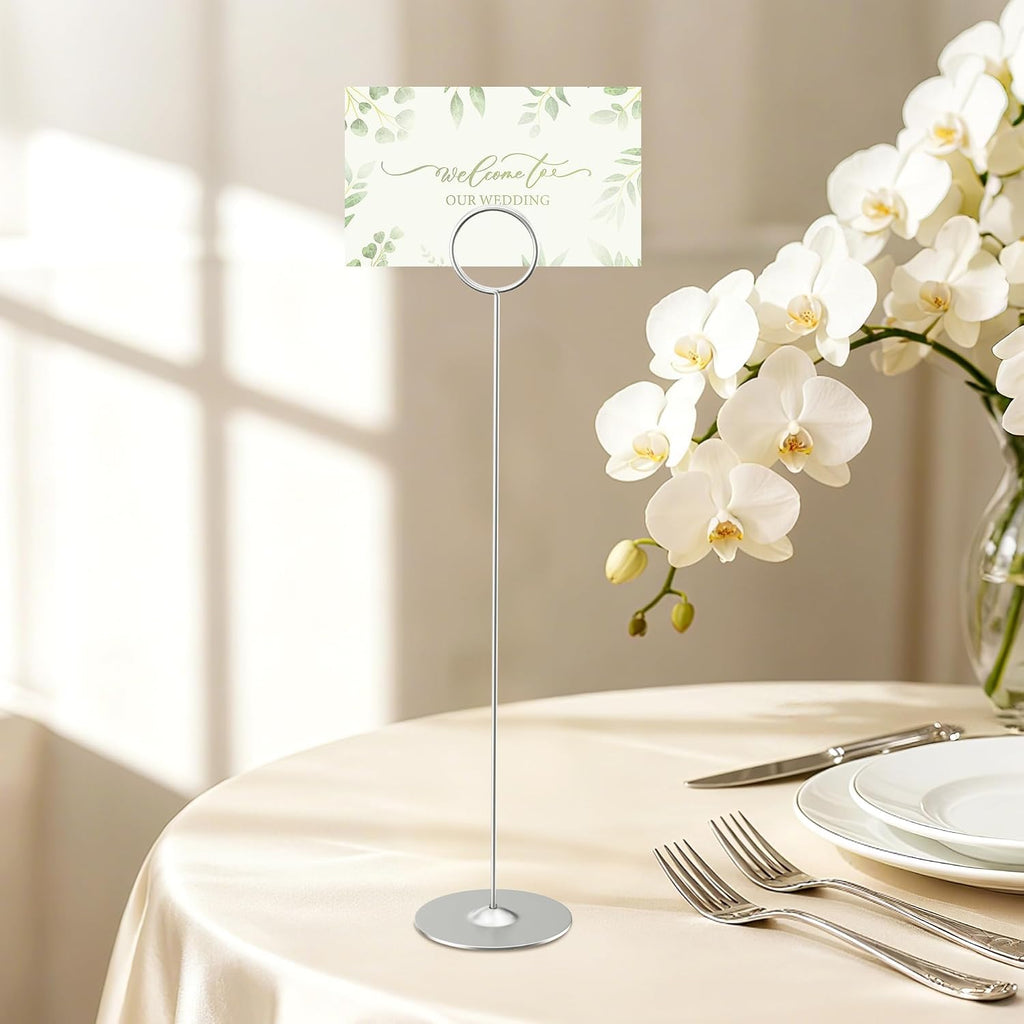 16PK Place Card Holders 12 Inch Table Number Holders Table Card Holders Steel Card Holders for