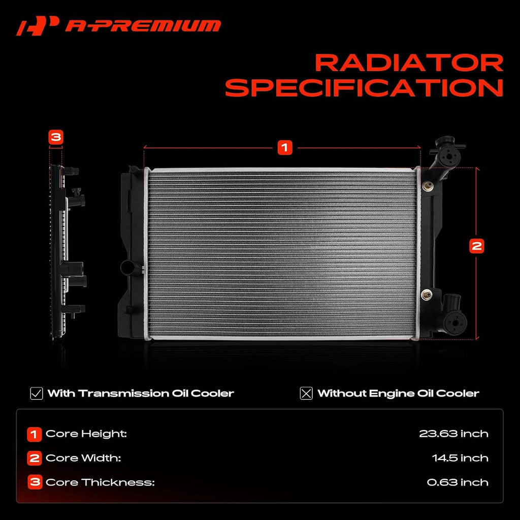 A-Premium Engine Coolant Radiator Assembly with Transmission Oil Cooler