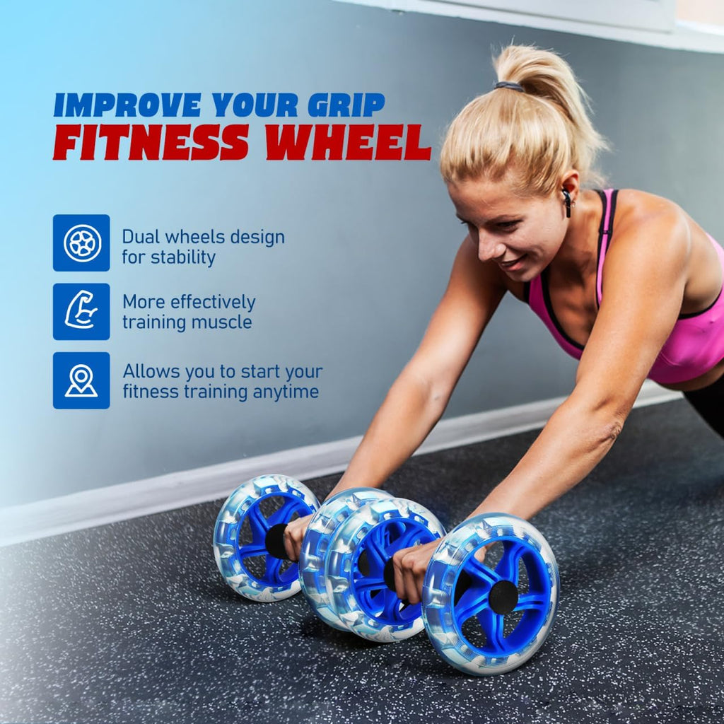 2-Pack Ab Roller Wheel, Dual Abdominal Exercise Equipment for Core Workout, Stable Fitness Training Device with