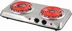 Electric Double Burner, 1700W Coil Hot Plate, Silver BGC102S