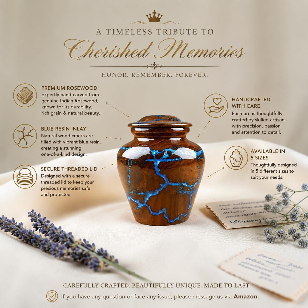 Small Cremation Urn for Human Ashes Adult - Keepsake Memorial & Funeral Urn for Mom, Dad | Premium Mini Rosewood Urn