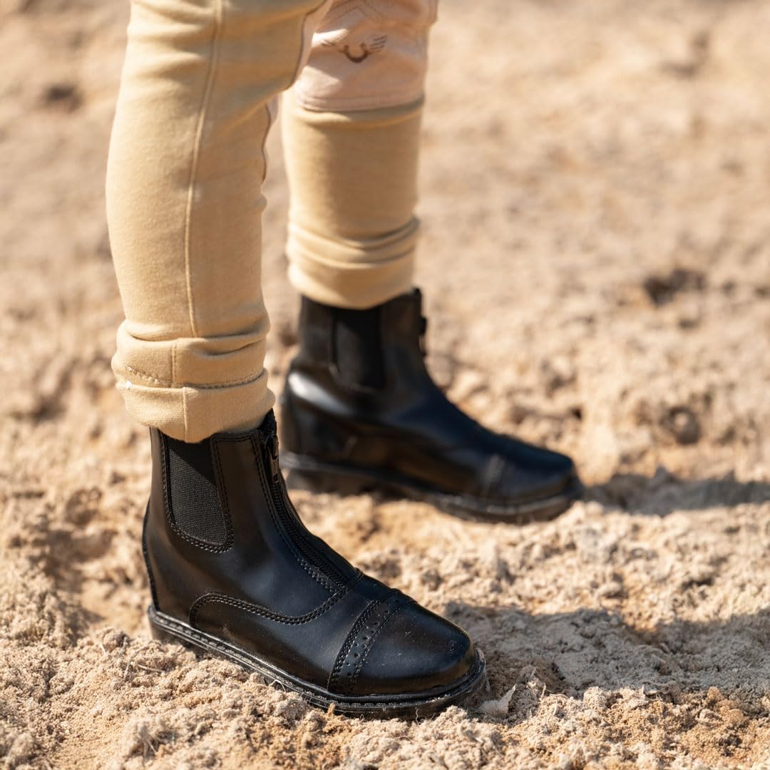 Children’s Starter Front Zip Paddock Boots | Durable, Easy to Clean Water-Resistant Horse Riding Boots for Kids