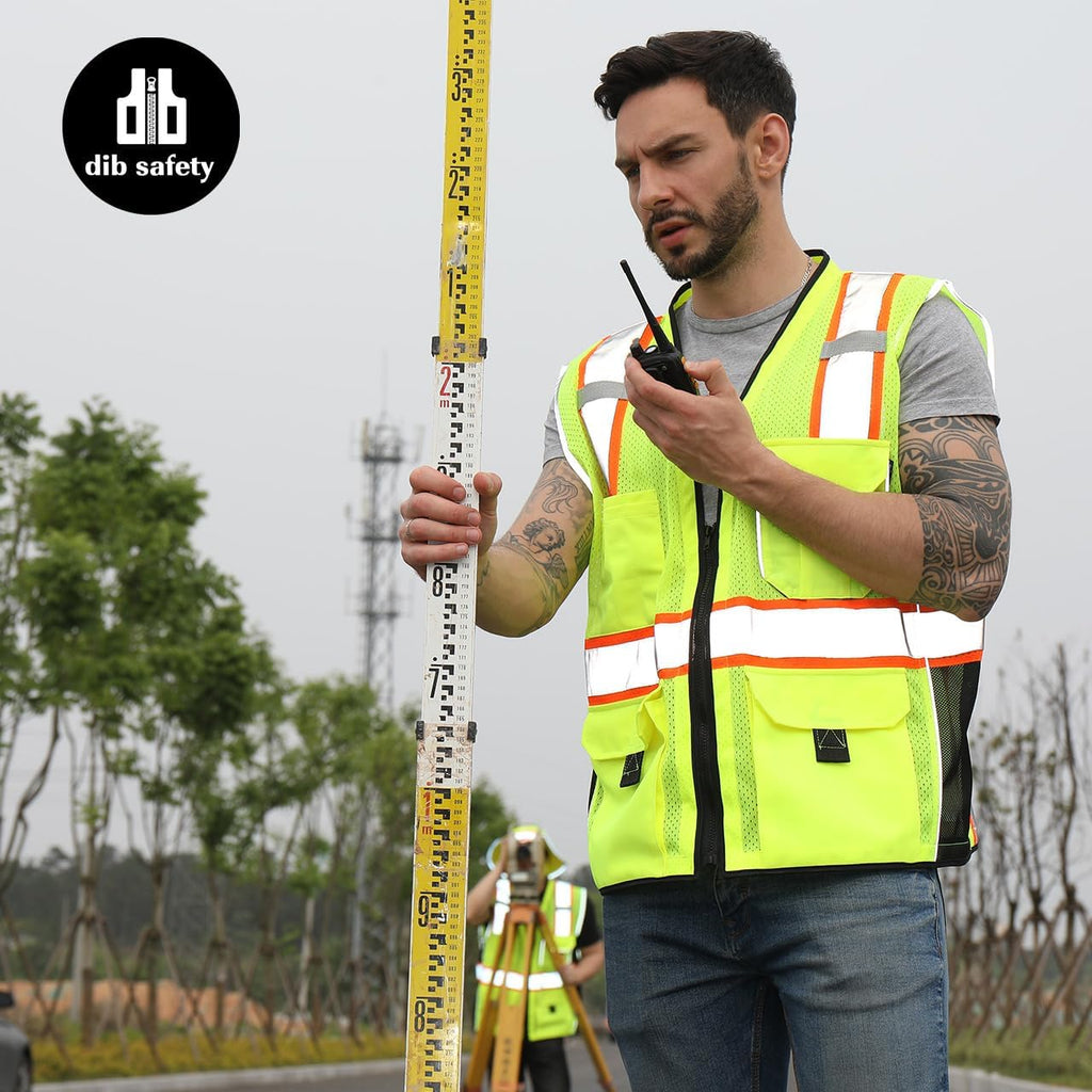 Heavy Duty Reflective Safety Vest with Pockets, Yellow Mesh XL | Made with 3M Reflective Tape, High Visibility