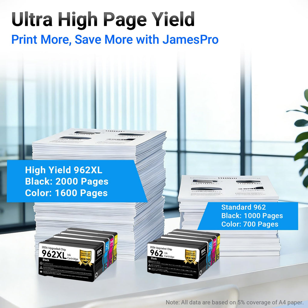 High Yield 962XL Ink Cartridges Combo Pack Replacement for HP 962, 4-Pack