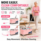 Easy-Use Gen 2 Mop Bucket, Clean/Dirty Water Separation, Pink