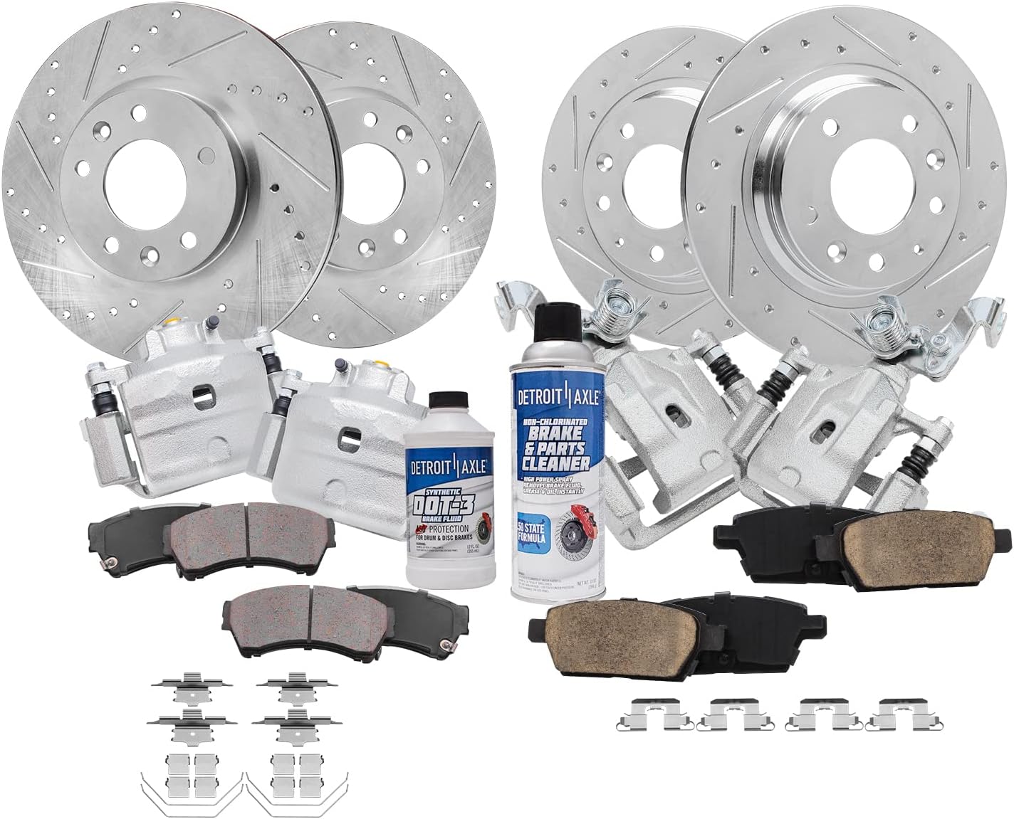 Brake Kit for Ford Fusion Lincoln MKZ Mazda 6 Milan | Drilled & Slotted Brake Rotors Ceramic Brake Pads Brake