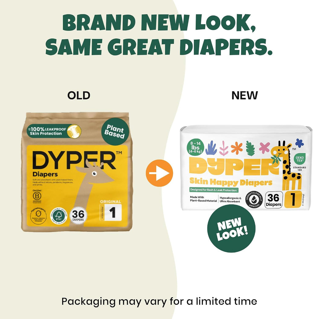 Baby Diapers Size 1 (36 Count) - Plant Based Disposable Diapers for Day and Overnight Premium Leak Protection