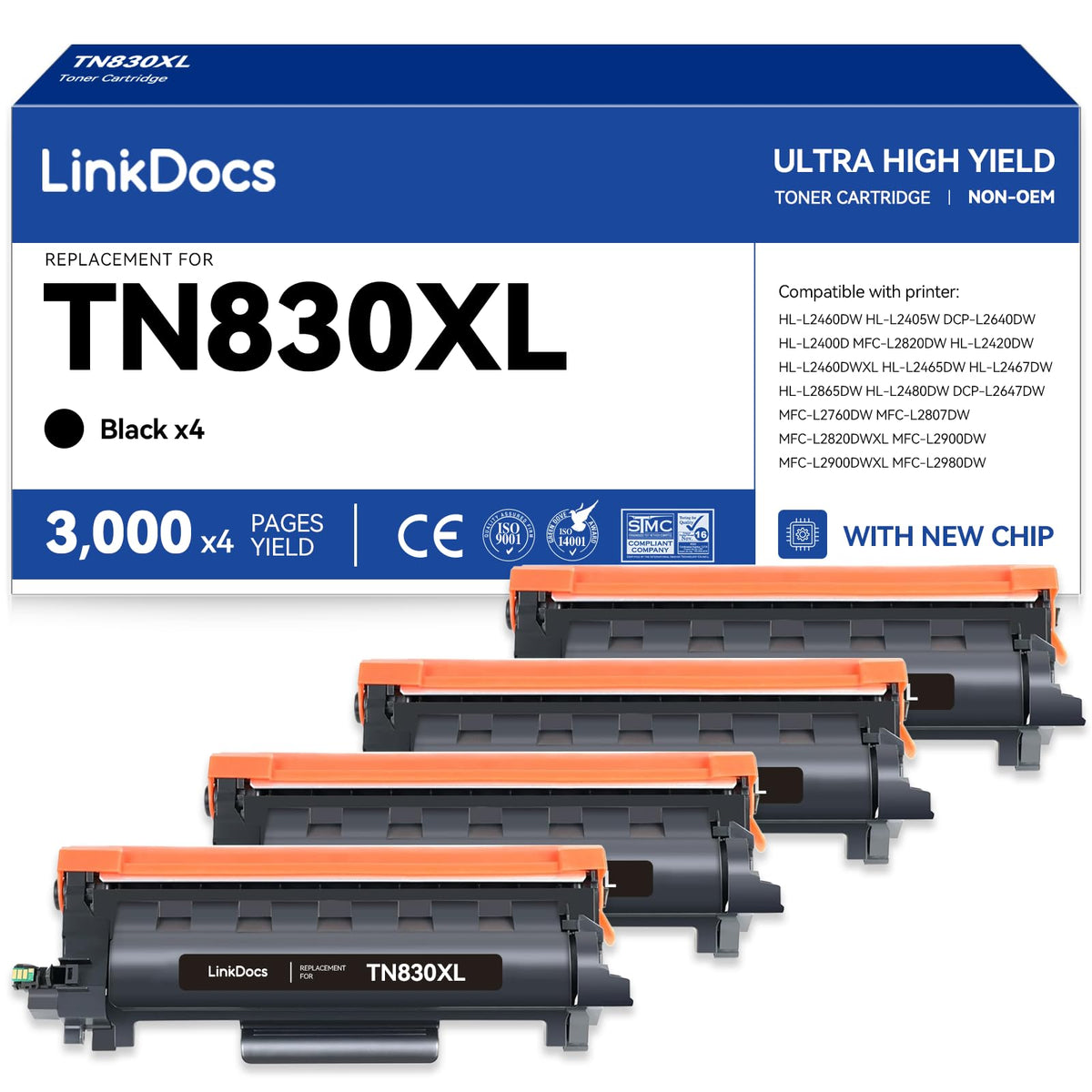 TN830XL Toner Cartridge Replacements for Brother TN830 830XL