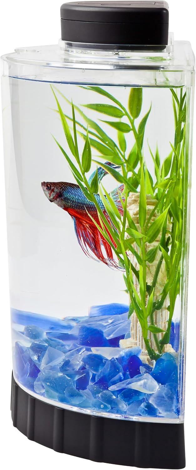 LED Half Moon 1.1 Gallon Fish Tank Kit for Betta Fish