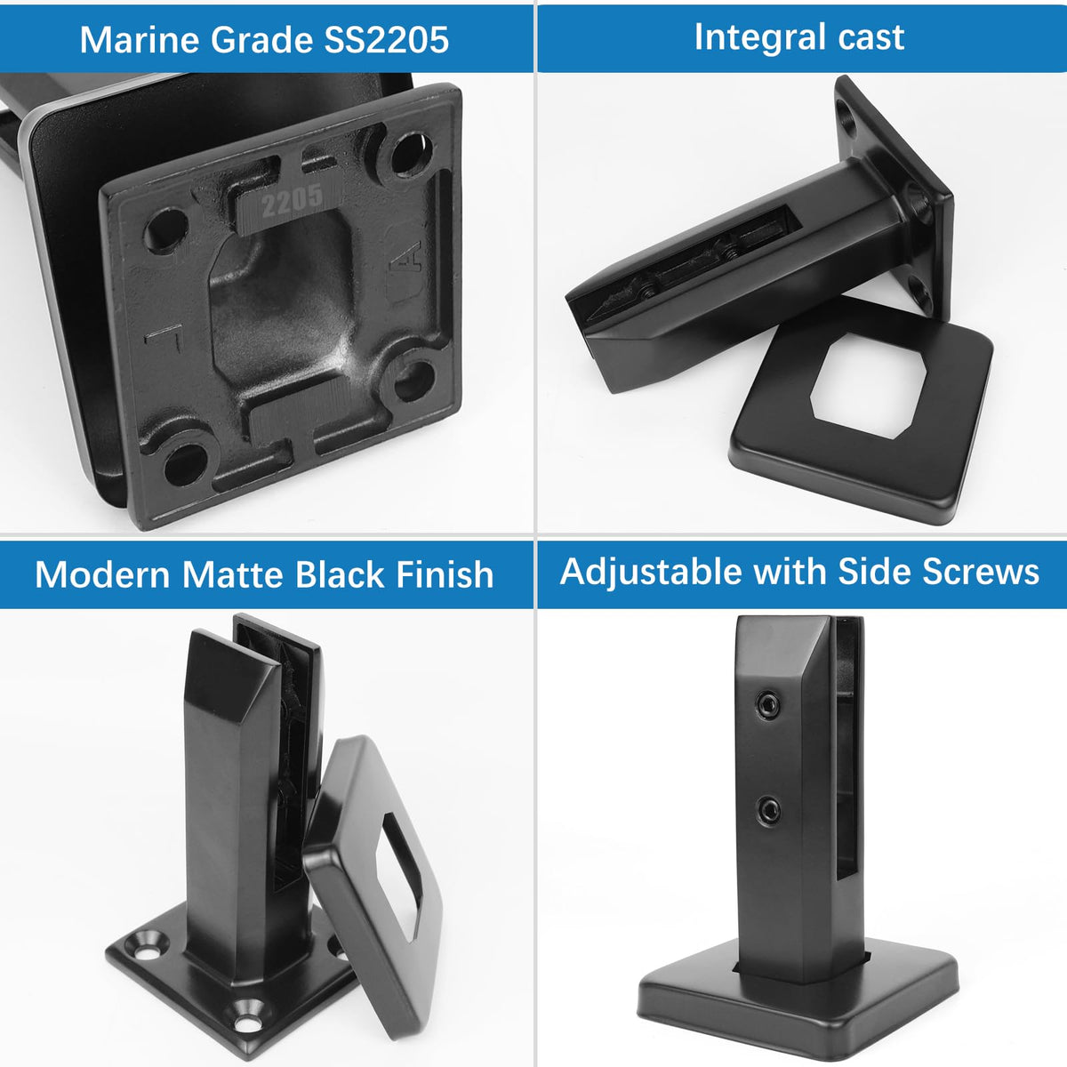 10 Pack Marine Grade SS2205 Glass Railing Spigots Frameless Clamp