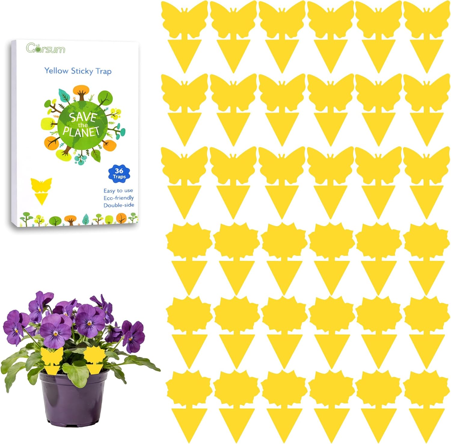 Fruit Fly Sticky Trap for Indoor and Outdoor, 36 Pack Fungus Gnat Killer for Houseplant,Mosquitos, Flying Insect