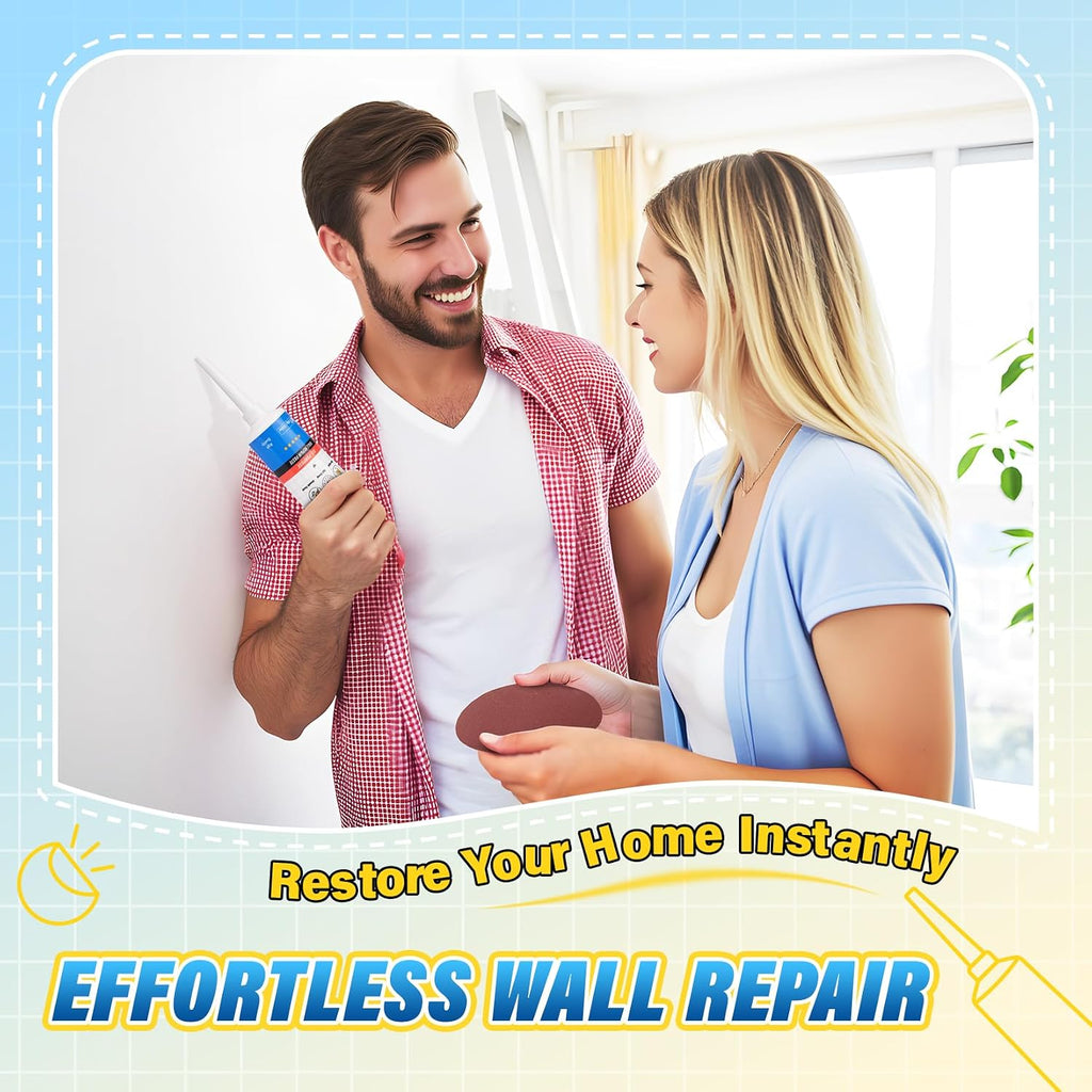 9-Piece Spackle Wall Repair Kit, 7 oz White Touch Up Paste Set | Complete Repair Tools, Easy-to-Apply Wall Putty for