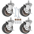Caster Wheels, 3 Inch Stem Casters Set of 4, Heavy Duty Swivel Wheel with Brake, Metric Size M8-1.25-15 (Screw