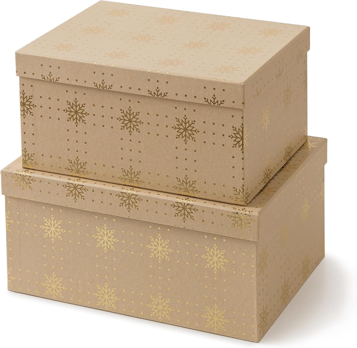 Large Christmas Nesting Gift Boxes with Lids, Set of 2, Kraft