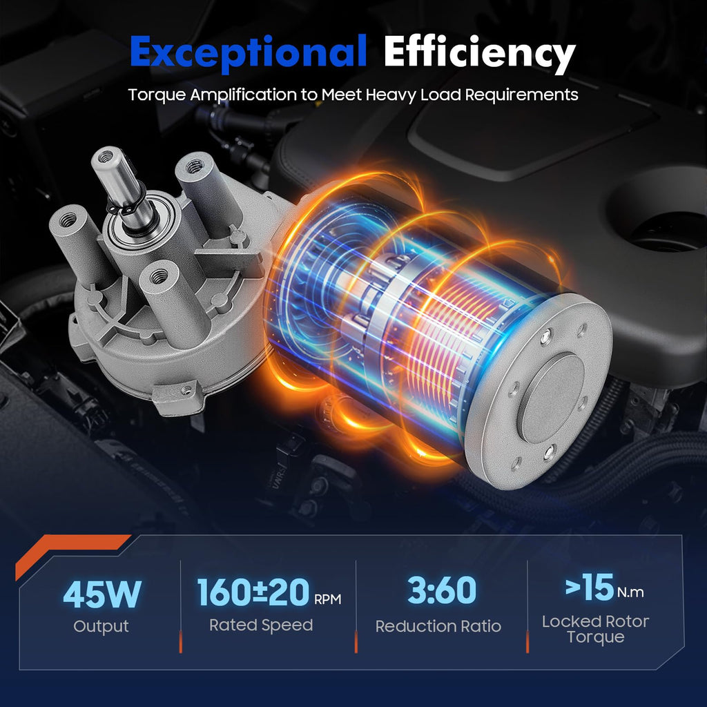 DYNAMI 45W 24V DC Gear Motor,160 RPM High Torque Electric Motor with Gear Reduction,Forward and Reverse Rotation, Easy Speed Regulation for DIY and Industrial Projects