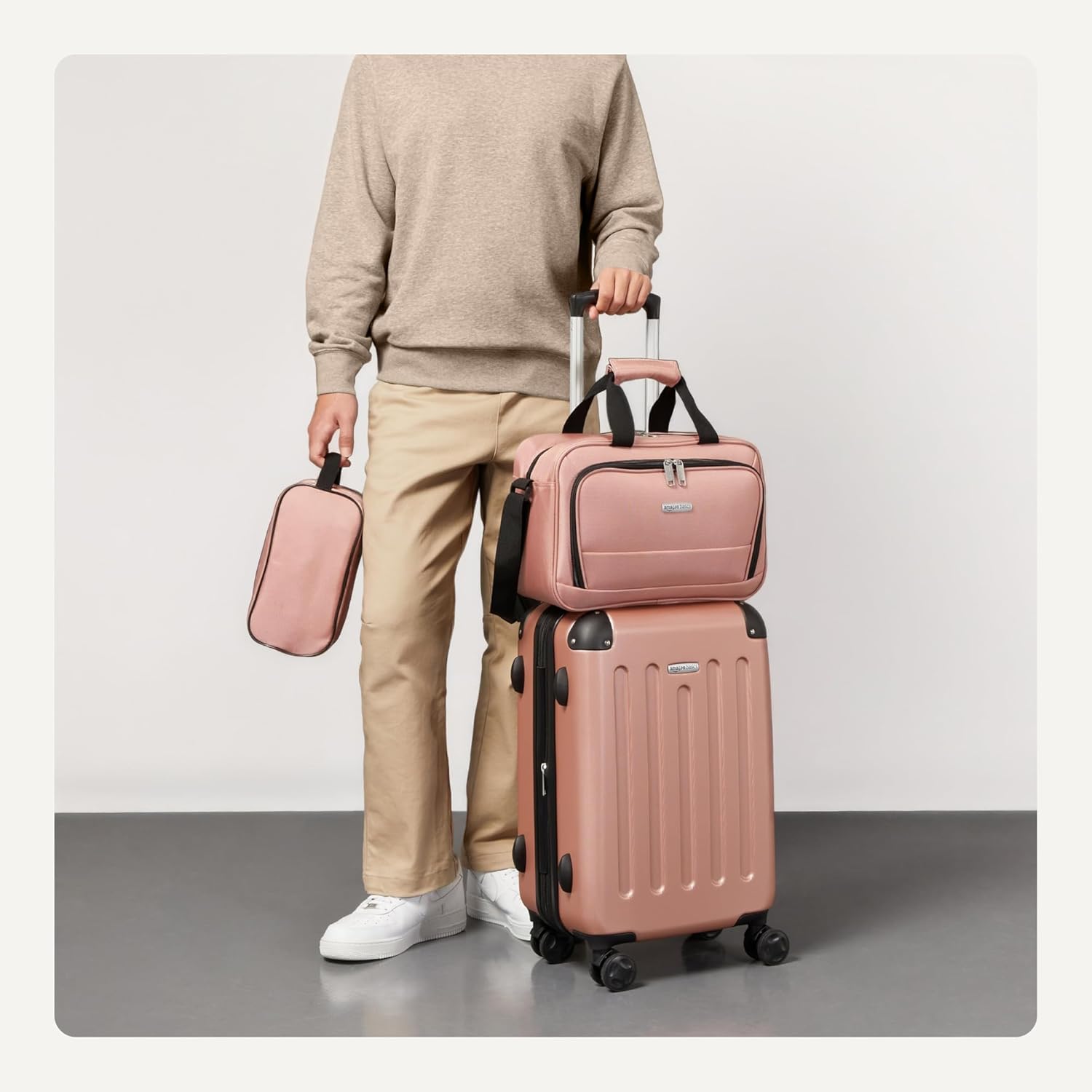3-Piece Luggage Set, Including One 22" Expandable Hardside Suitcase With 8 Spinner Wheels, One 15-inch Tote Bag, and