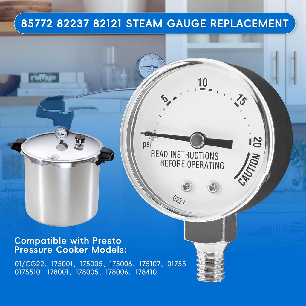 85772 Pressure Cooker Gauge, Replacement for Presto Steam Gauge 82237 82121, Fit Presto Pressure Canner Models