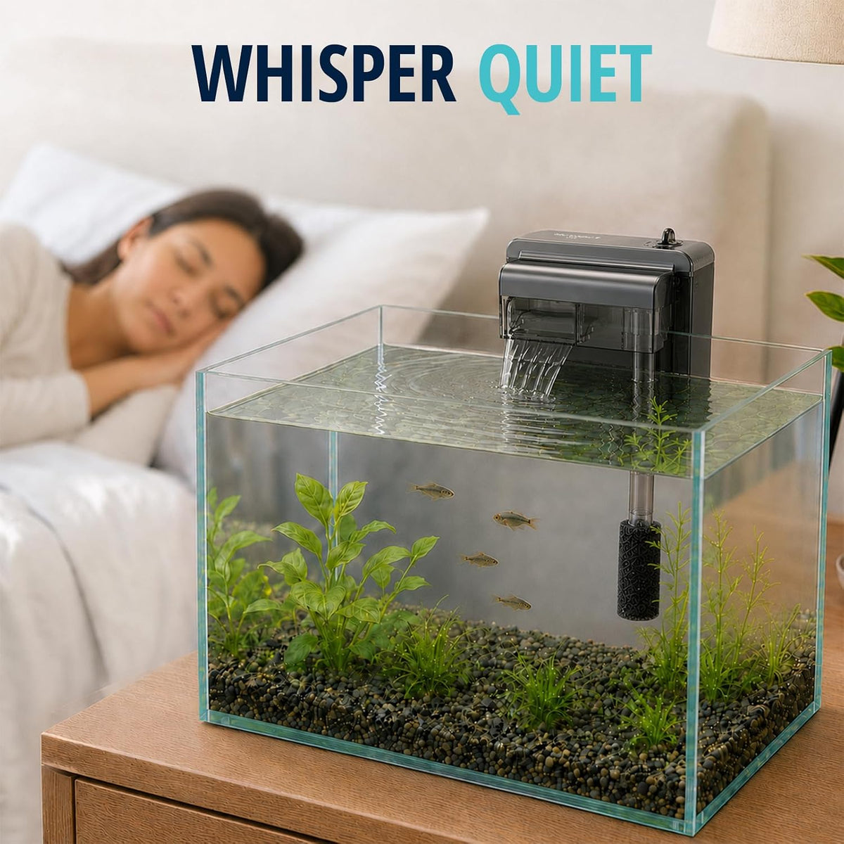 HOB Aquarium Filter, Fish Tank Filter for 5-20 Gallon Tanks, Adjustable Flow, Quiet Operation