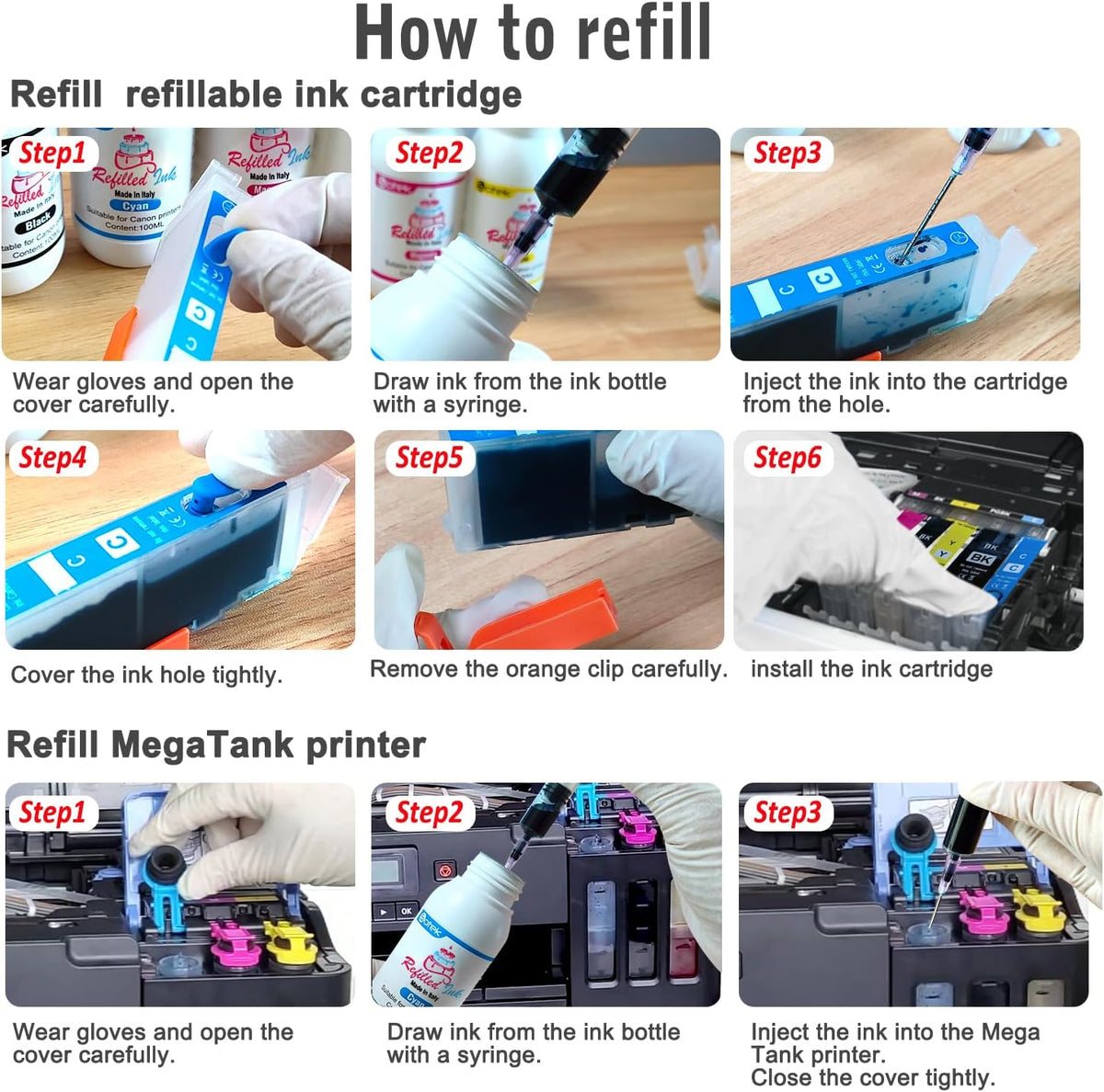 Compatible ink Refill Kit for 280XL 281XL 270XL 271XL 250XL 251XL PG210 CL211 PG245 CL246 GI20 GI21 GI23 GI26