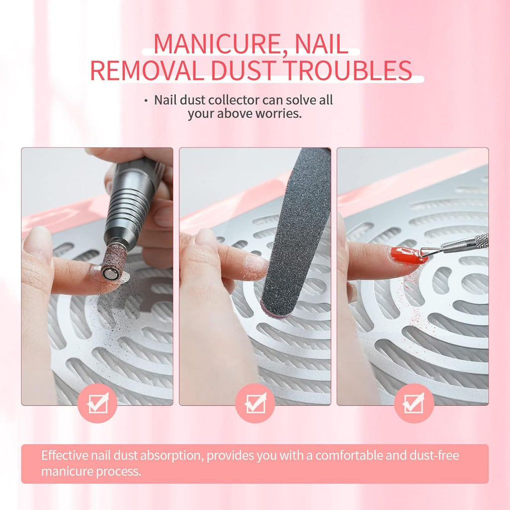 Professional Nail Dust Collector 40W Vacuum with Lamp for Salon | Low noise, Reusable filter, Strong vacuum fan, Dust