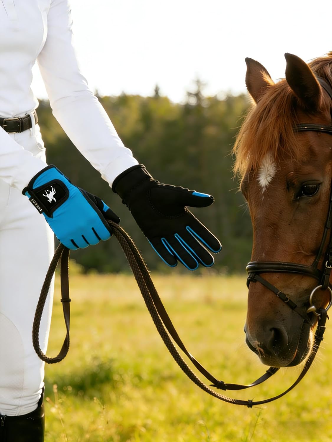 Horse Riding Gloves Equestrian for Women, Mesh Breathable