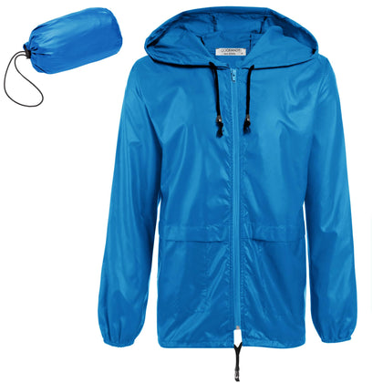 Men's Waterproof Hiking Travel Shell Breathable Rain Jacket Packable Raincoat