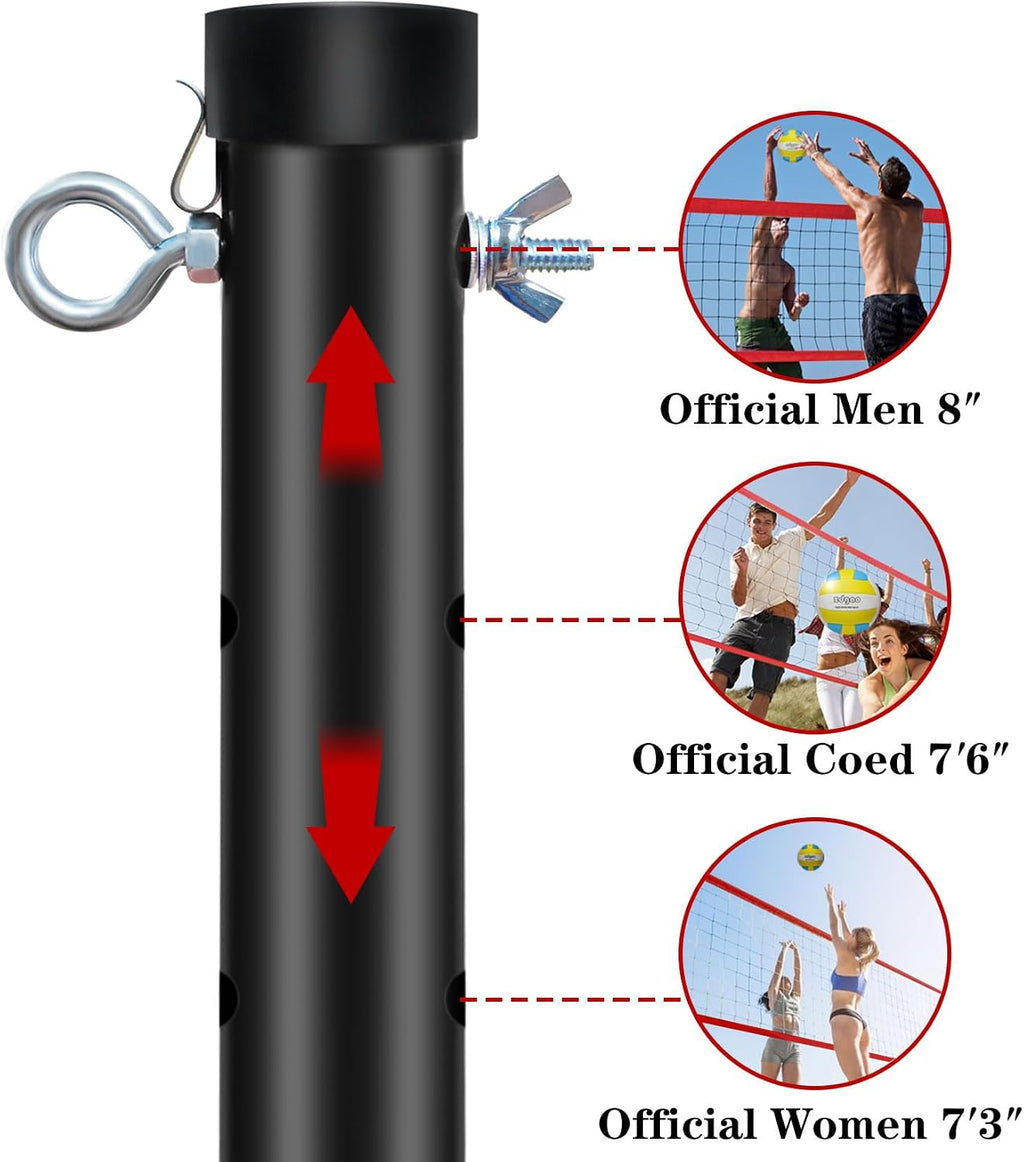 20FT/32FT Volleyball & Badminton Combo Sets for Backyard | Adjustable Height Poles System, Anti-Sag Net, Volley ball