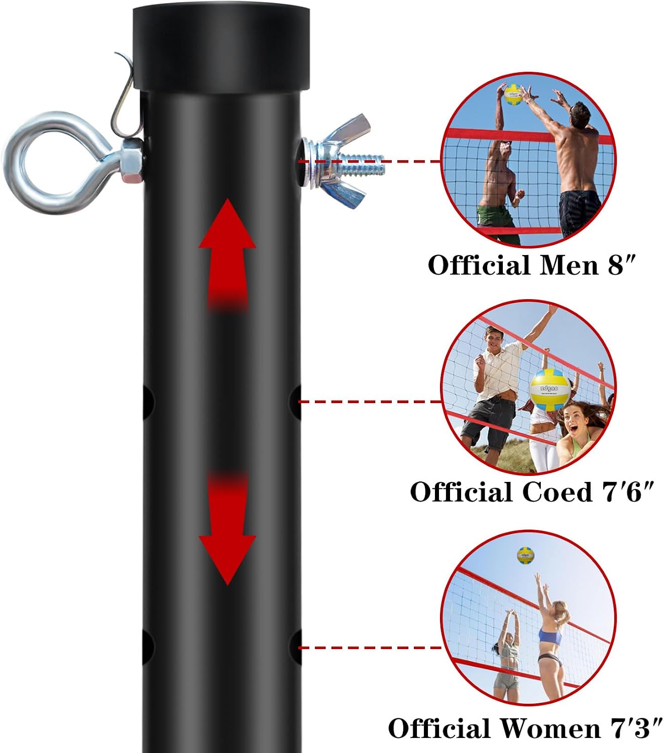 20FT/32FT Volleyball & Badminton Combo Sets for Backyard | Adjustable Height Poles System, Anti-Sag Net, Volley ball