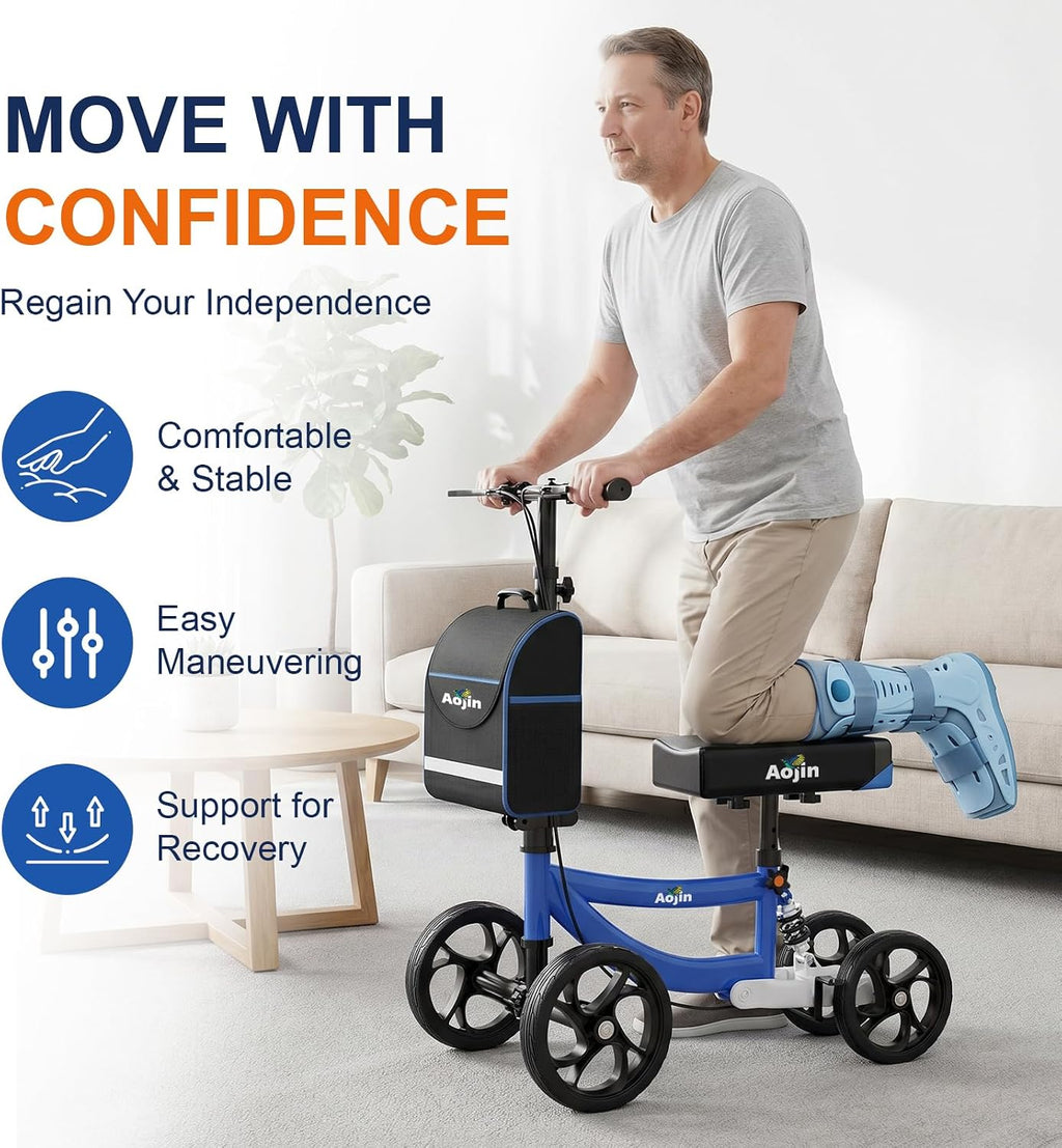 Knee Scooter for Adults for Foot Injuries, Storage Bag, 8'' Wheels