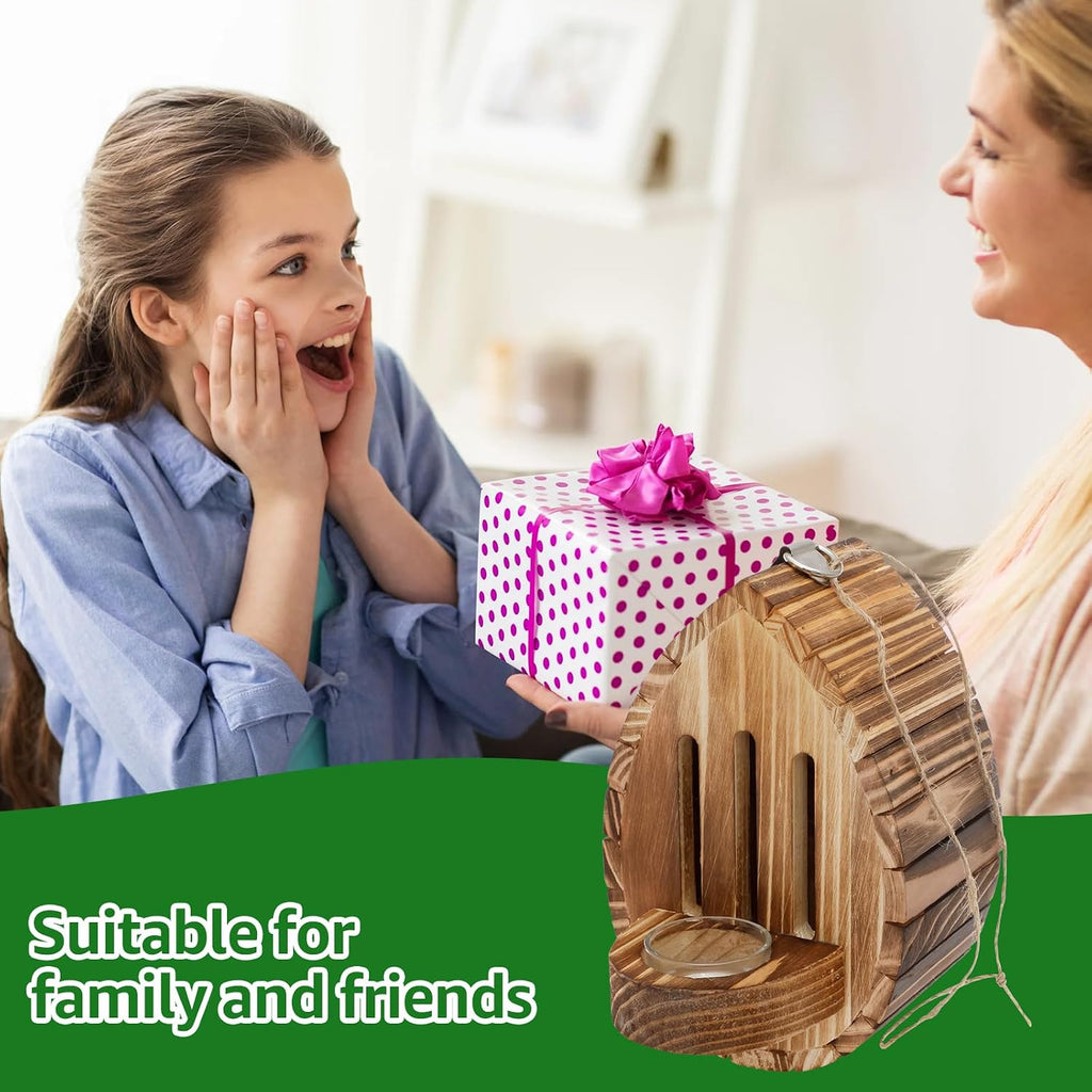 Wooden Butterfly House and Feeder, Butterfly Habitat Nesting Box, Natural Hanging Garden Outside Decoration