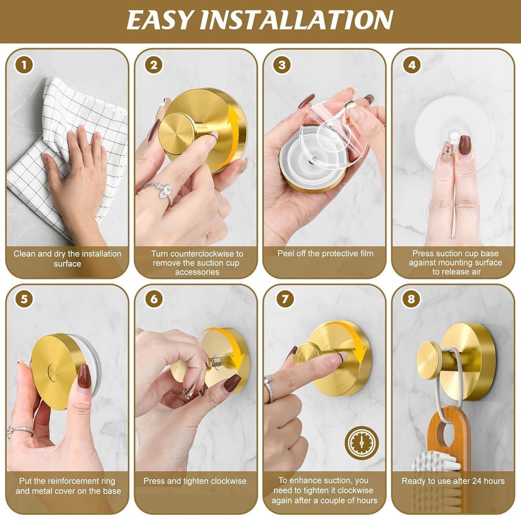 BKV Suction Cup Hooks for Shower,Gold,4 Pack