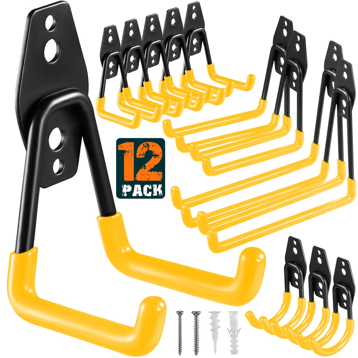 12 Pack Garage Hooks Heavy Duty, Wall Mount Ladder Hooks