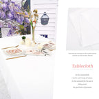 10 Pack White Tablecloths for 8 Foot Rectangle Tables 60 x 126 Inch - 8ft Rectangular Bulk Polyester Fabric Washable