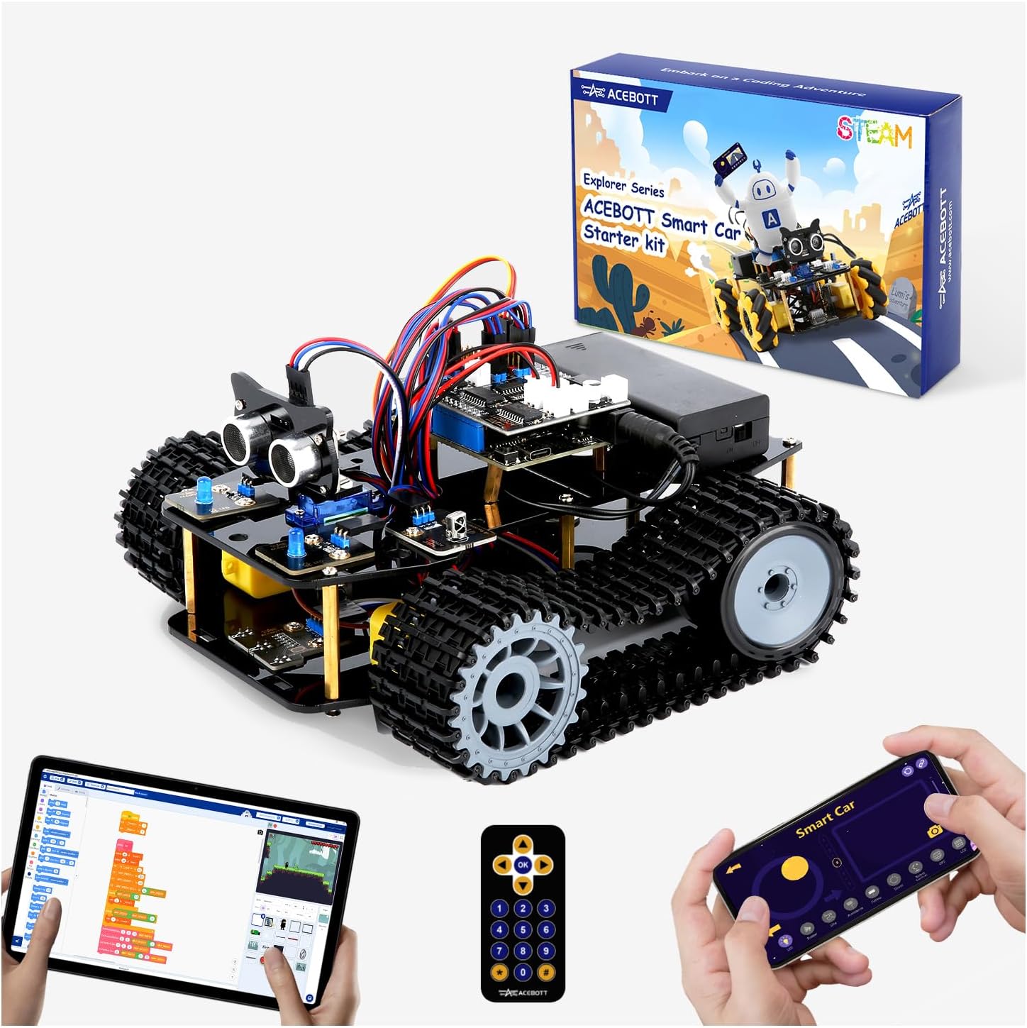 Robotics Kit for Kids Ages 8–12, Smart Robot Tank Car Compatible with Arduino & Scratch & Python, STEM Toys for Boys